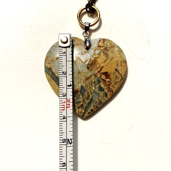 Snakeskin Jasper Heart Pendant Necklace – Transformation, Grounding - Picture 7 of 7